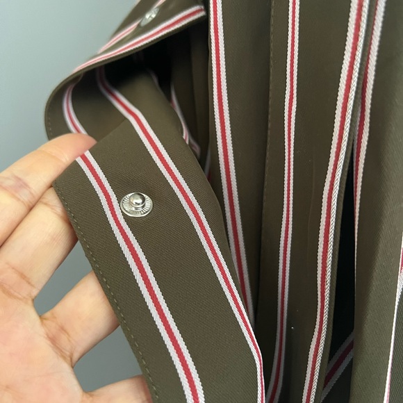 FRNCH Brown/Khaki trench coat with Red stripes - Picture 7 of 11